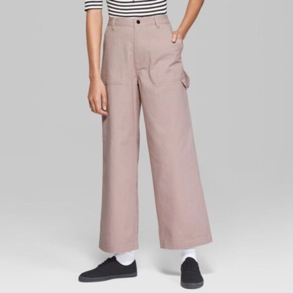 Light Pink Wide Leg Pocket Pants - Picture 1 of 4